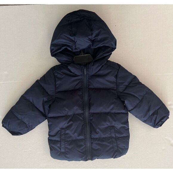 Old Navy Sz 3T Navy Blue Water Resistant Puffer Coat Hood & Pockets NEW - Picture 3 of 6